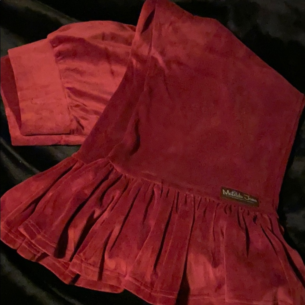Matilda Jane cranberry velvet ruffles